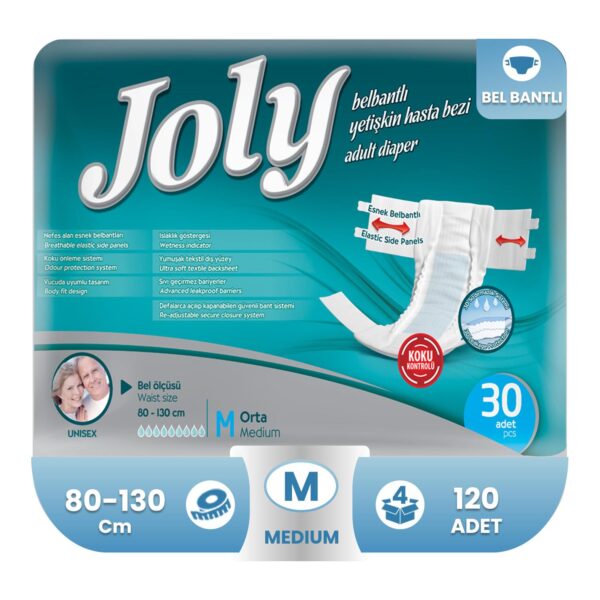 Joly  Belbantlı Hasta Bezi M-Medium Beden 120 Adet