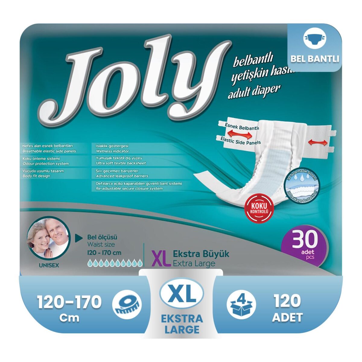 Joly  Belbantlı Hasta Bezi XL-Extra Large Beden 120 Adet - Görsel 1