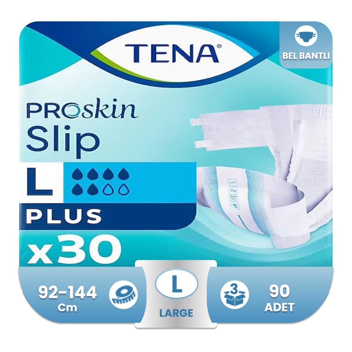Tena Proskin Slip Plus Belbantlı Hasta Bezi L-Large Beden 90 Adet - Görsel 1
