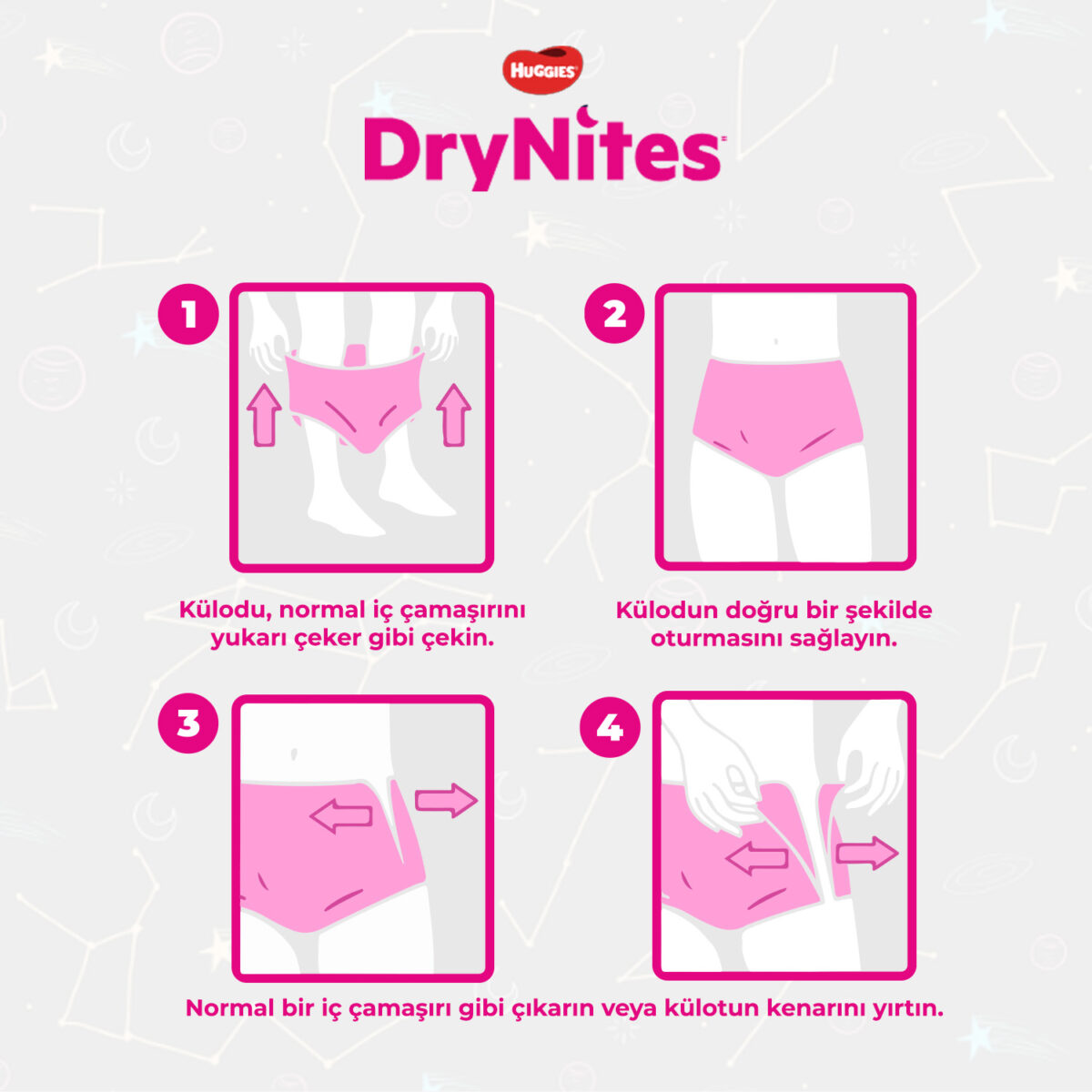 DRYNİTES-Kız-GECE-KÜLODU-2.görsel Huggies Drynites Emici Gece Külodu Kız 8-13 Yaş 30-48 Kilo 18 Adet - Görsel 2