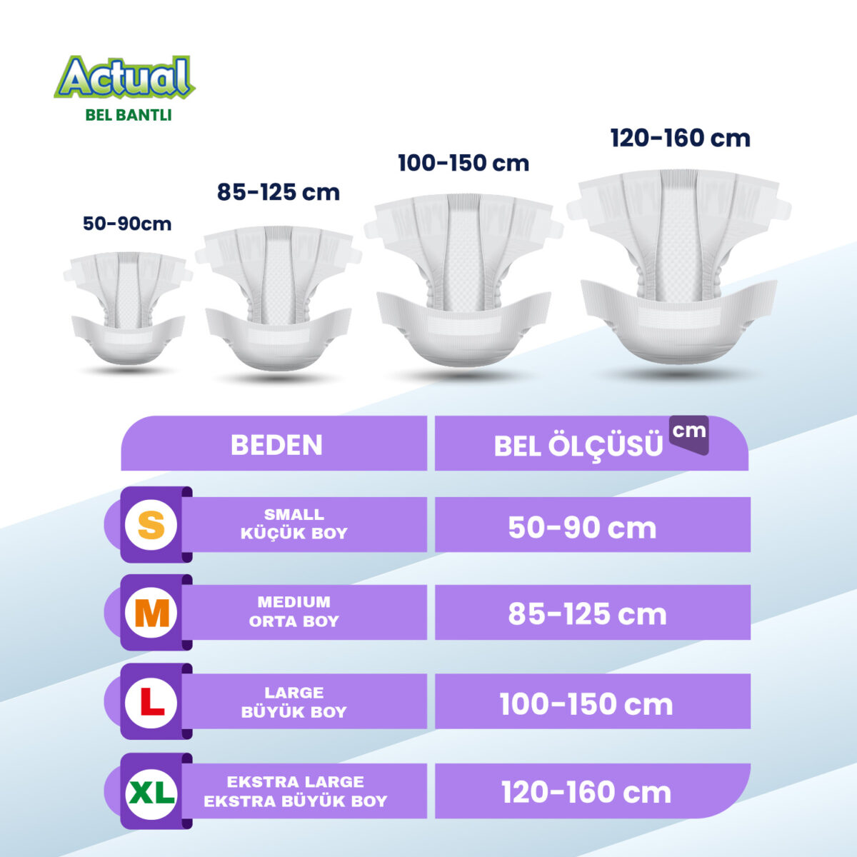 actual-bb Actual Bel Bantlı Hasta Bezi L-Large Beden 30 Adet - Görsel 2