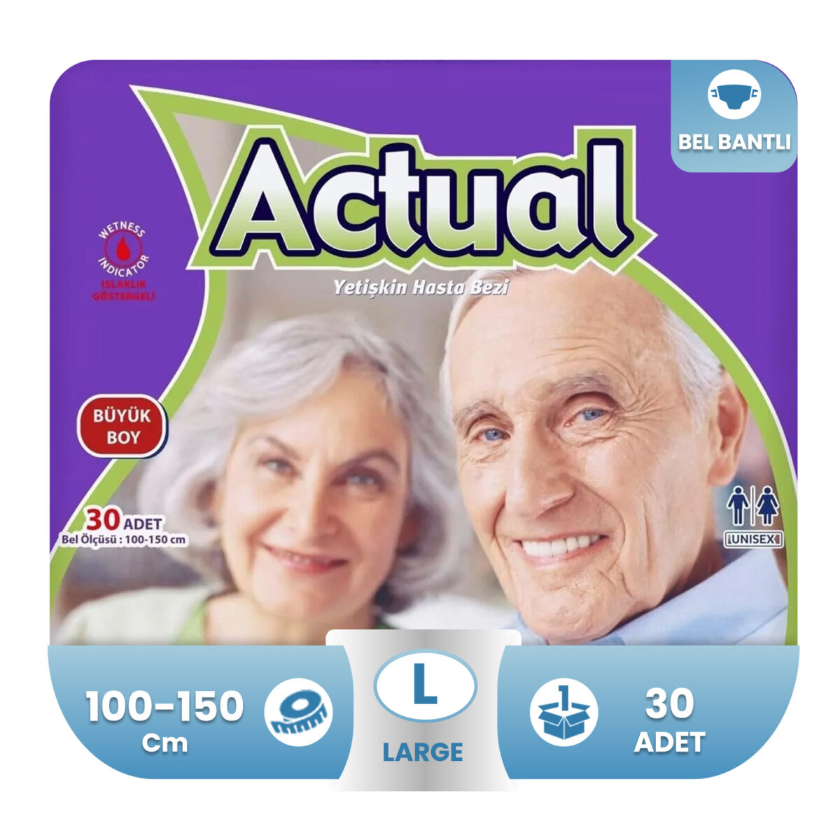 actual-hasta-bezi-belbantlı-large-30adet Actual Bel Bantlı Hasta Bezi L-Large Beden 30 Adet - Görsel 1