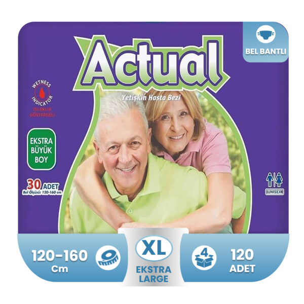 Actual Bel Bantlı Hasta Bezi XL-Extra Large Beden 120 Adet