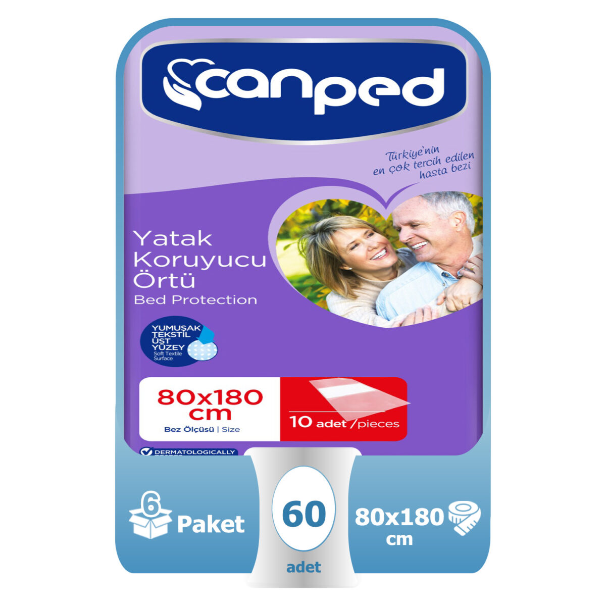 canped-y.k-60adet Canped Yatak Koruyucu Örtü 80x180 Cm 60 Adet - Görsel 1