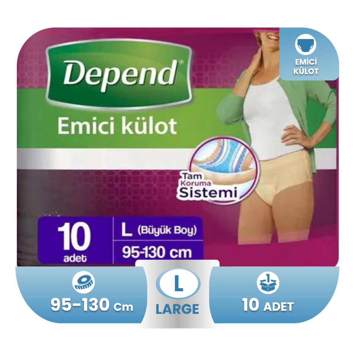 depend-emici-10-adet Depend Emici Külot Bayan L-Large Beden 10 Adet - Görsel 1