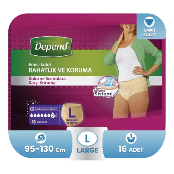 Depend Emici Külot Bayan L-Large Beden 16 Adet