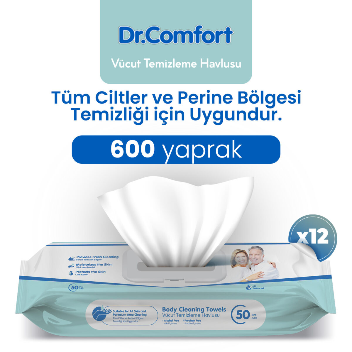 Dr.Comfort Perine ve Vücut Temizleme Havlusu 600 Adet - Görsel 1