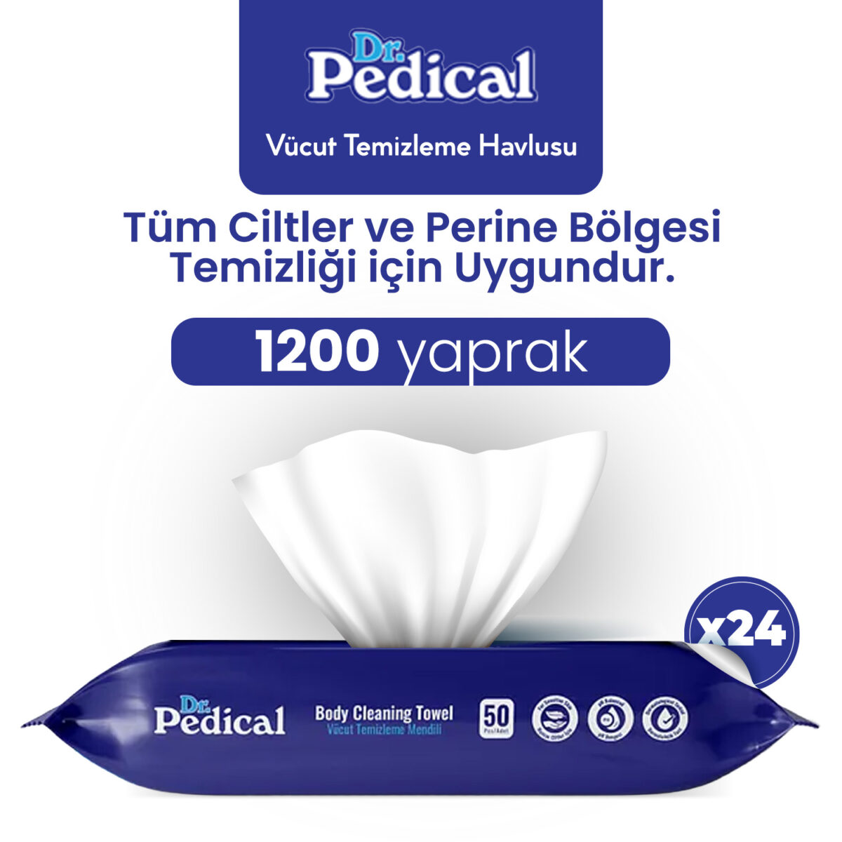 Dr. Pedical Vücut Temizleme Havlusu Beyaz Sabun 1200 Adet - Görsel 1
