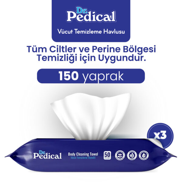 Dr. Pedical Vücut Temizleme Havlusu Beyaz Sabun 150 Adet