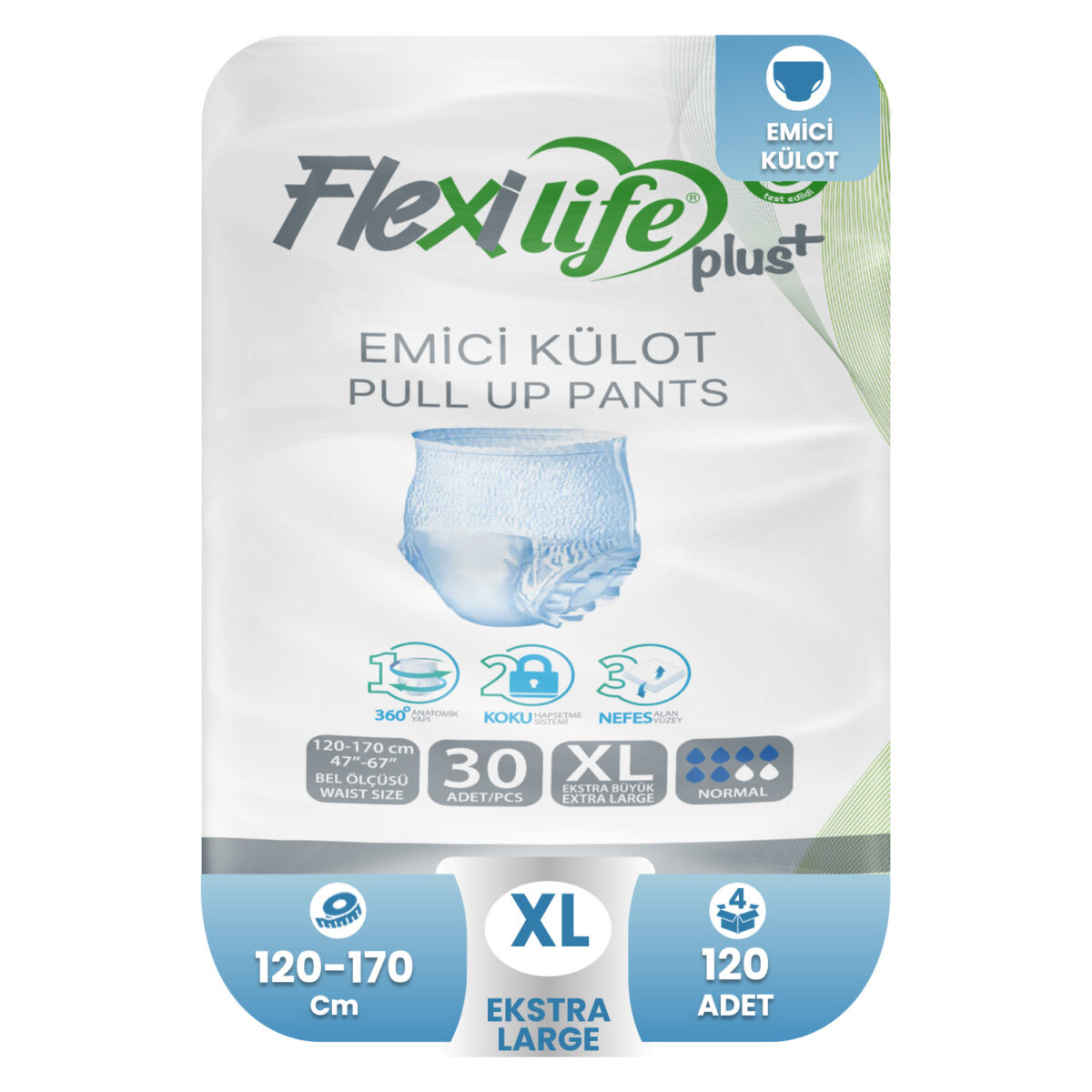 flexilife-emici-külotbez-ekstra-large-120lı Flexi Life Emici Külot XL-Extra Large Beden 120 Adet - Görsel 1