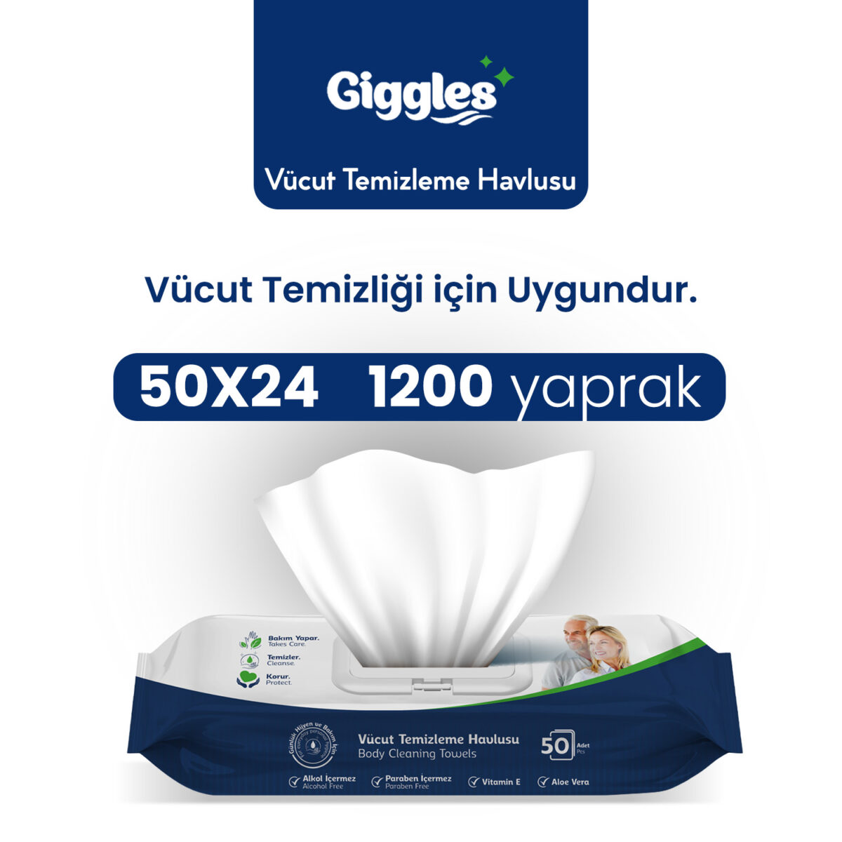 giggles 1200LÜ Giggles Perine ve Vücut Temizleme Havlusu 1200 Adet - Görsel 1