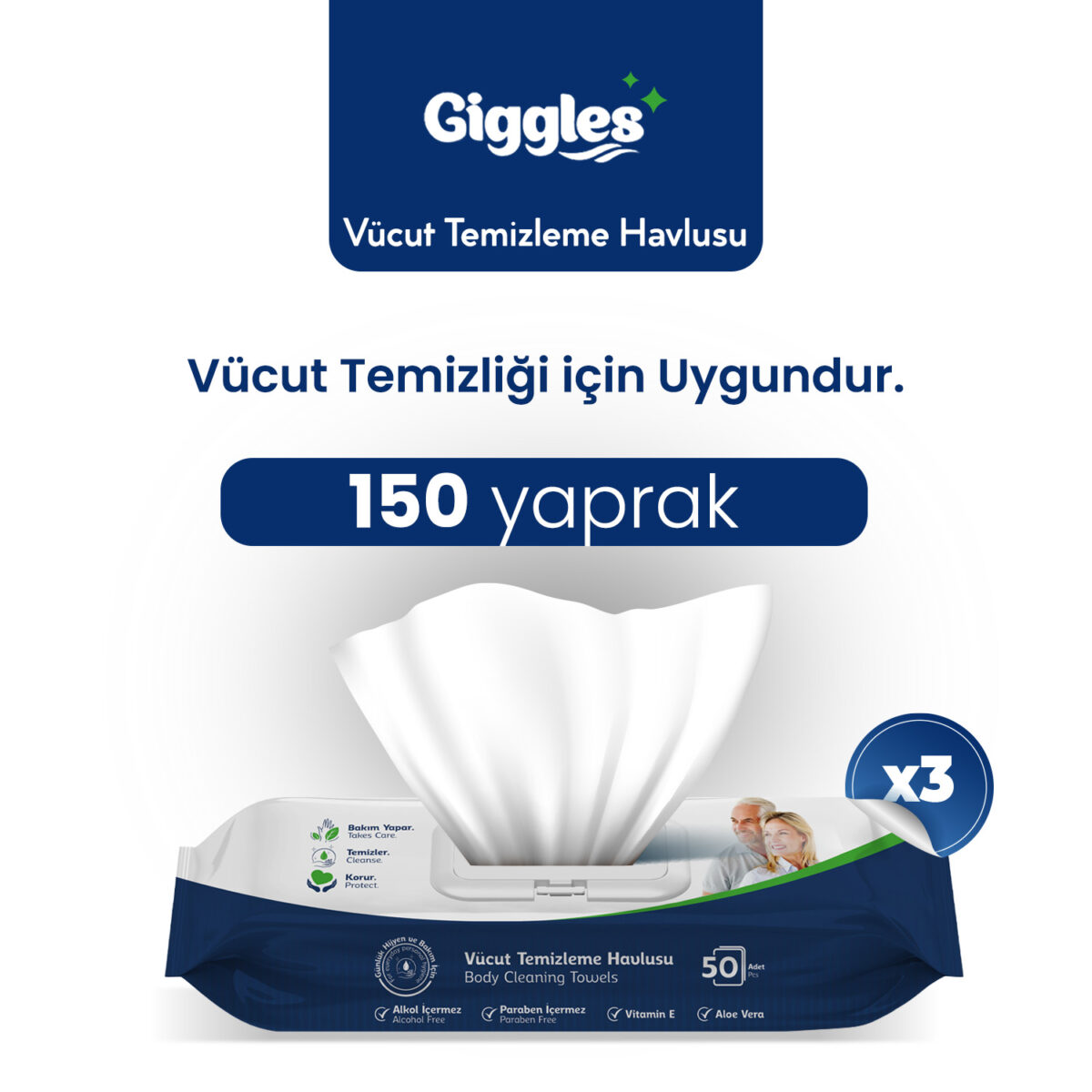 Giggles Perine ve Vücut Temizleme Havlusu 150 Adet - Görsel 1