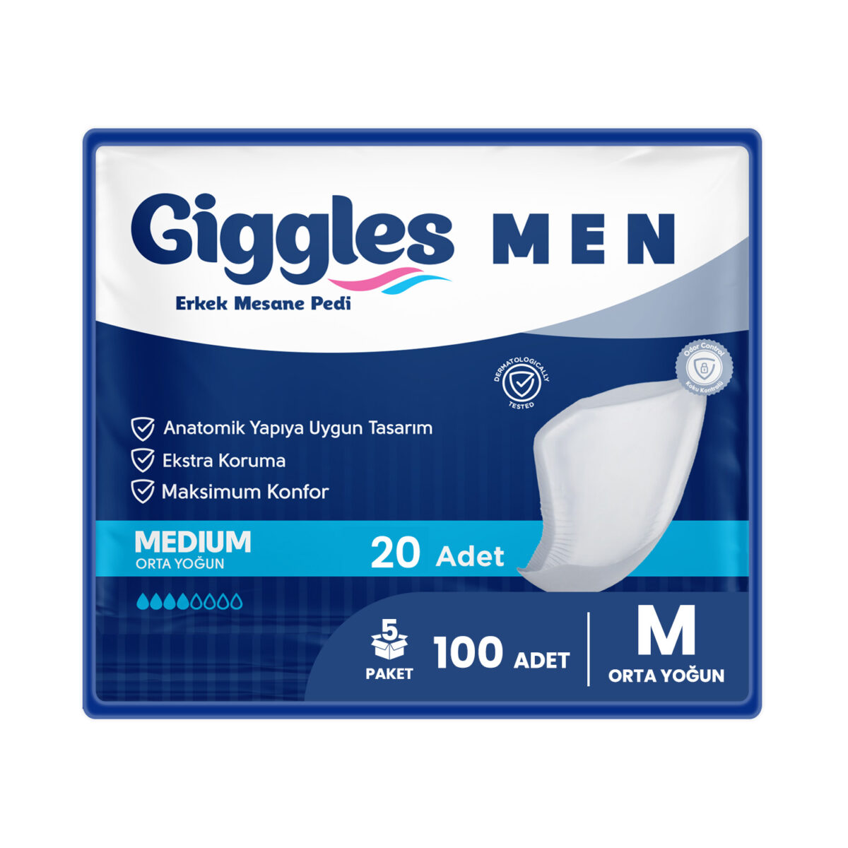 giggles-erkek-mesane-pedi-100 Giggles Mesane Pedi Erkek M-Medium Beden 100 Adet - Görsel 1