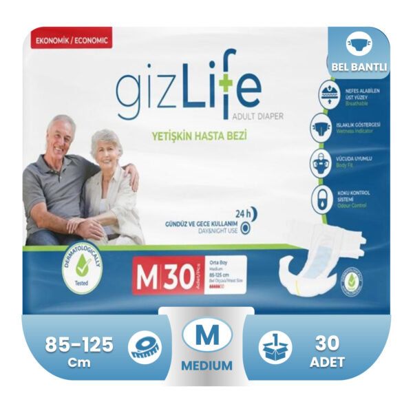 Gizlife Belbantlı Hasta Bezi M-Medium Beden 30 Adet