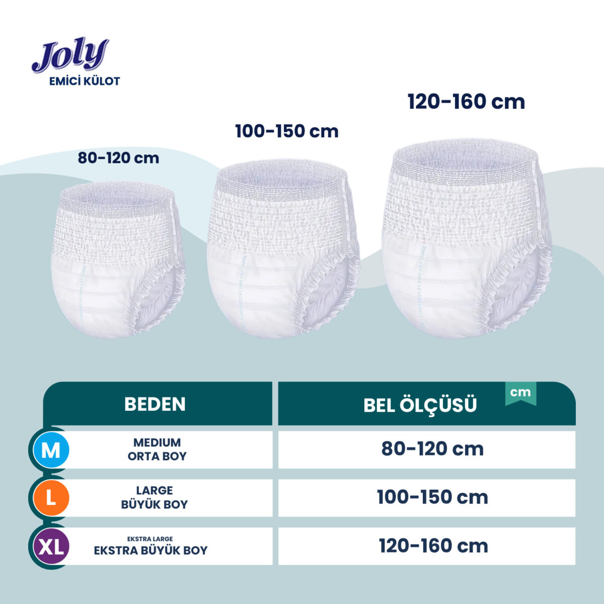 joly-emici-külot-bez-beden-tablosu Joly Emici Külot L-Large Beden 60 Adet - Görsel 2