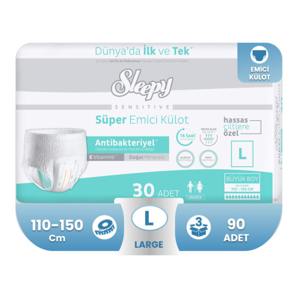 Sleepy Sensitive Antibakteriyel Süper Emici Külot L-Large Beden 90 Adet
