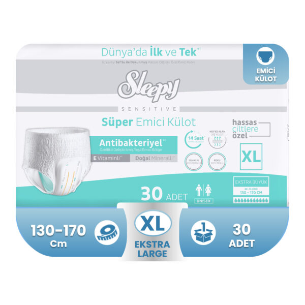 Sleepy Sensitive Antibakteriyel Süper Emici Külot XL-Extra Large Beden 30 Adet