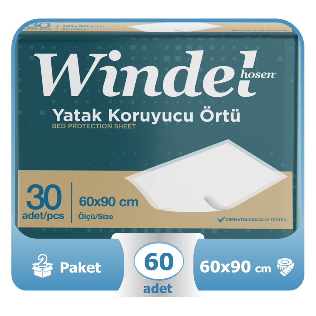 windelhosen-yatak-koruyucu-60lı Windelhose Yatak Koruyucu Örtü  60x90 Cm 60 Adet - Görsel 1
