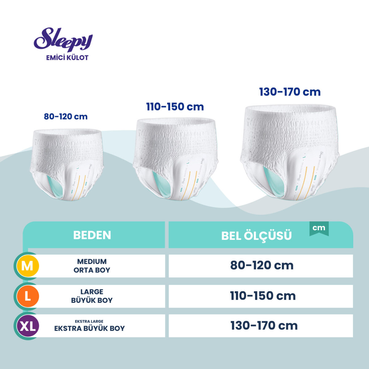 BEDEN-TABLOSU Sleepy Sensitive Antibakteriyel Süper Emici Külot XL-Extra Large Beden 60 Adet - Görsel 2