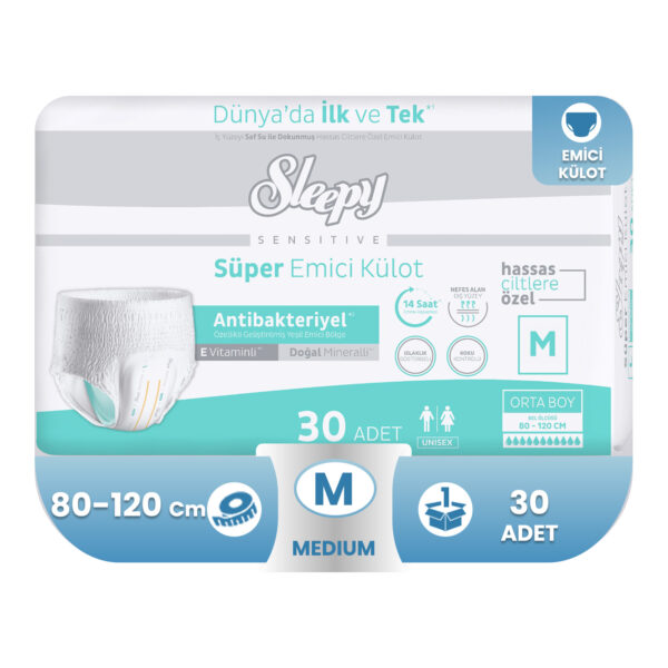 Sleepy Sensitive Antibakteriyel Süper Emici Külot M-Medium Beden 30 Adet