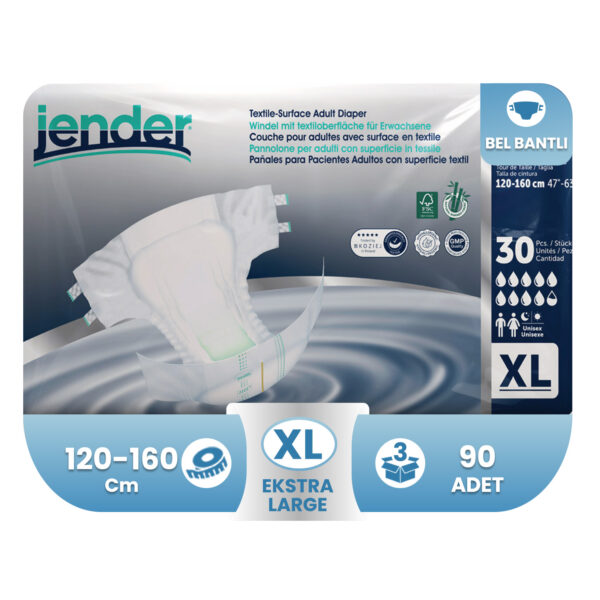 Jender Bel Bantlı Hasta Bezi XL-Extra Large Beden 90 Adet
