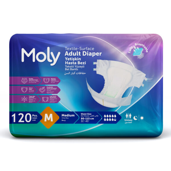 Moly Bel Bantlı Hasta Bezi M-Medium Beden 120 Adet