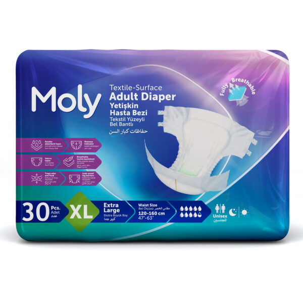 Moly Bel Bantlı Hasta Bezi XL-Extra Large Beden 30 Adet