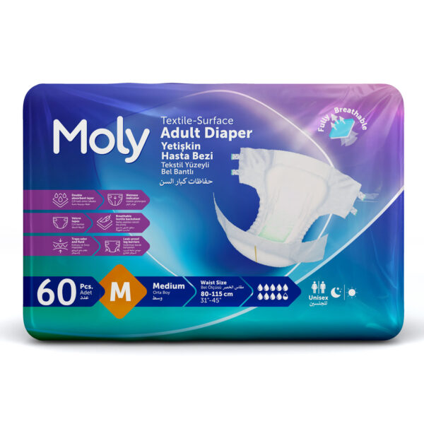 Moly Bel Bantlı Hasta Bezi M-Medium Beden 60 Adet