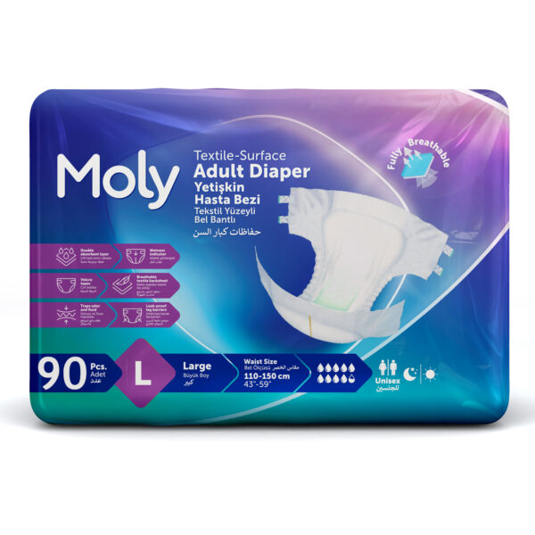 Moly Bel Bantlı Hasta Bezi L-Large Beden 90 Adet