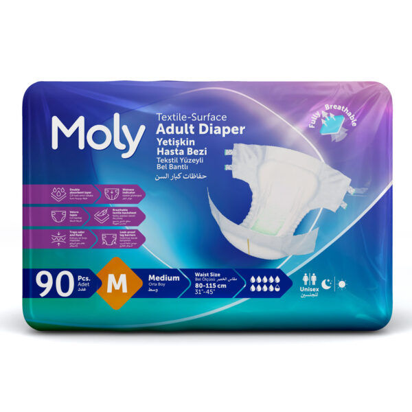 Moly Bel Bantlı Hasta Bezi M-Medium Beden 90 Adet