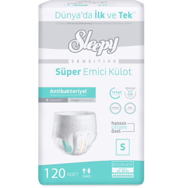 Sleepy Sensitive Antibakteriyel Süper Emici Külot S-Small Beden 120 Adet