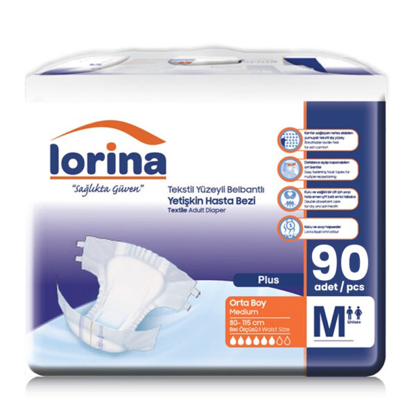 Lorina Bel Bantlı Hasta Bezi M-Medium Beden 90 Adet