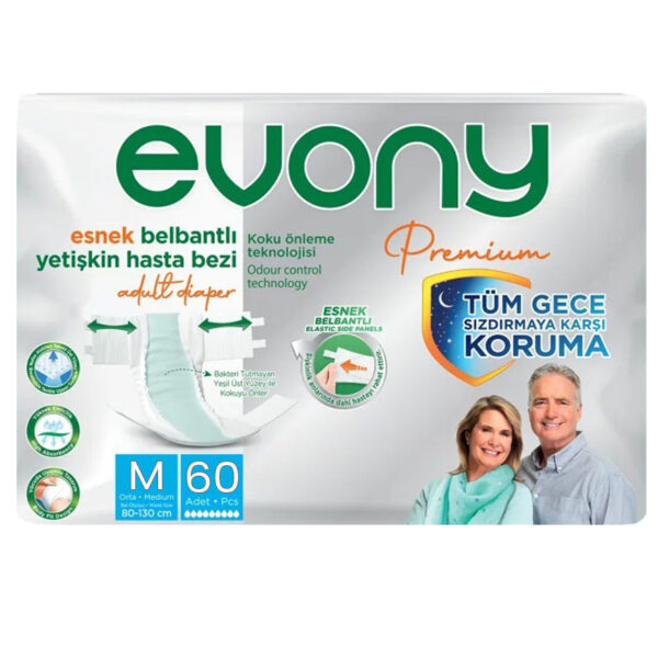 Evony Premium Belbantlı Hasta Bezi M-Medium Beden 60 Adet