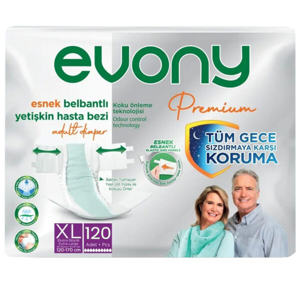 Evony Premium Belbantlı Hasta Bezi XL-Extra Large Beden 120 Adet