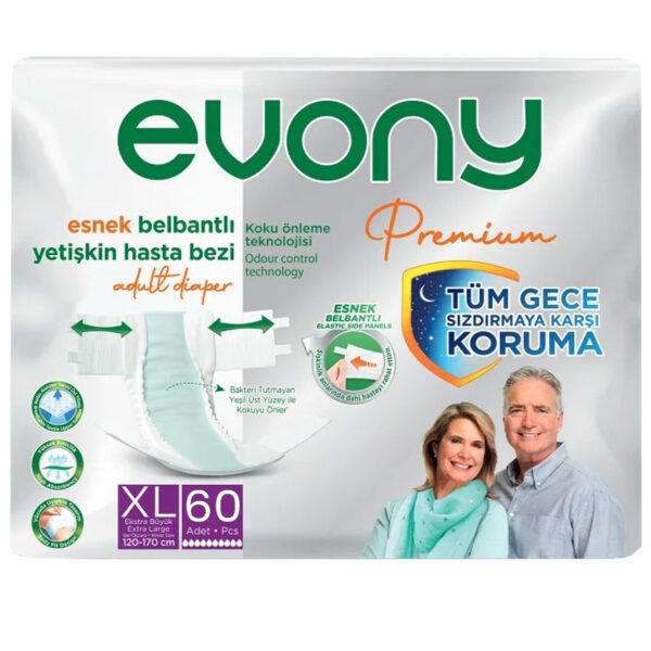 Evony Premium Belbantlı Hasta Bezi XL-Extra Large Beden 60 Adet
